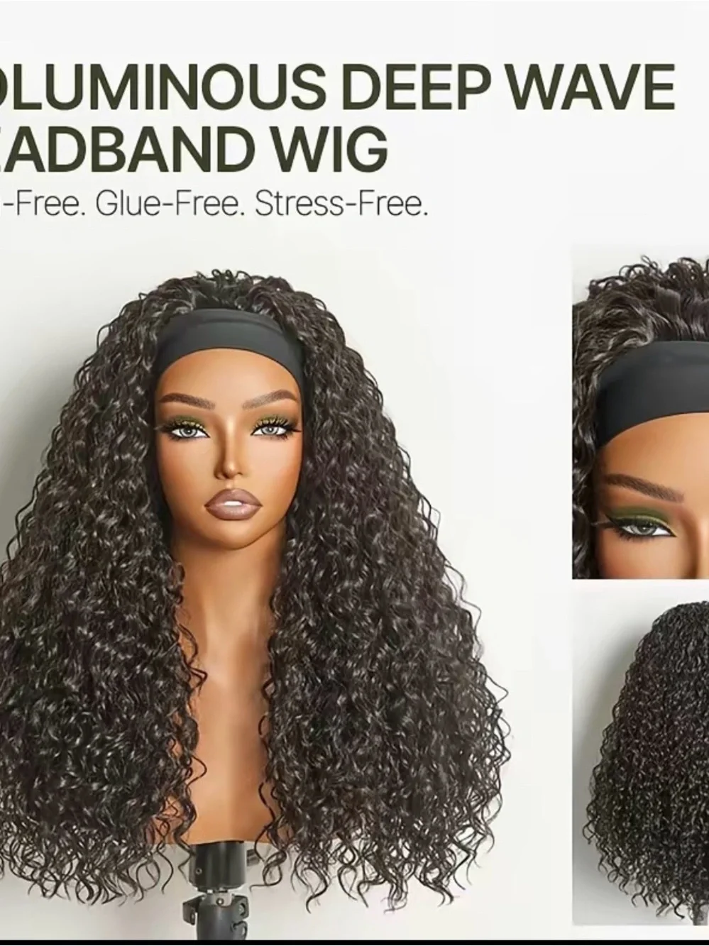 Curly Headband Wig for Women in Natural Black - Effortless Style